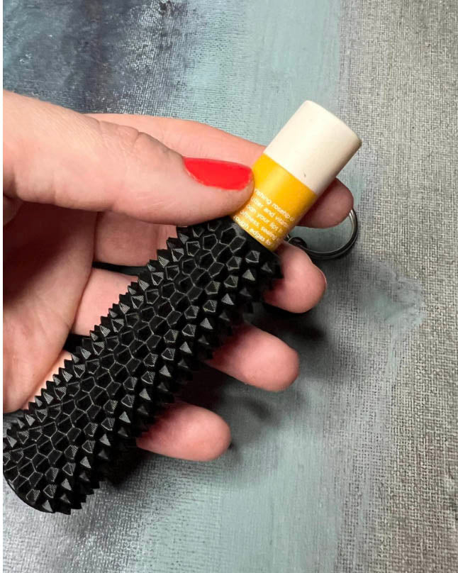 Spiky Sensory Fidget Keychain: Hidden Lip Balm Storage