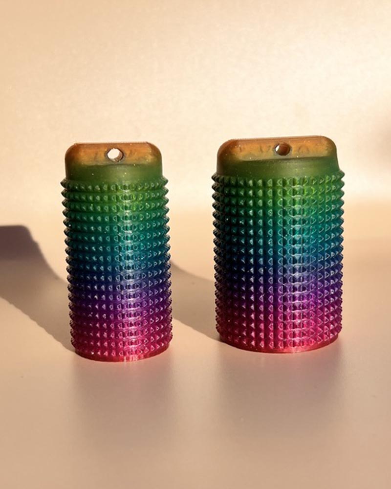 chunky textured sensory fidget toy, keyring keychain 3d printed rainbow colour