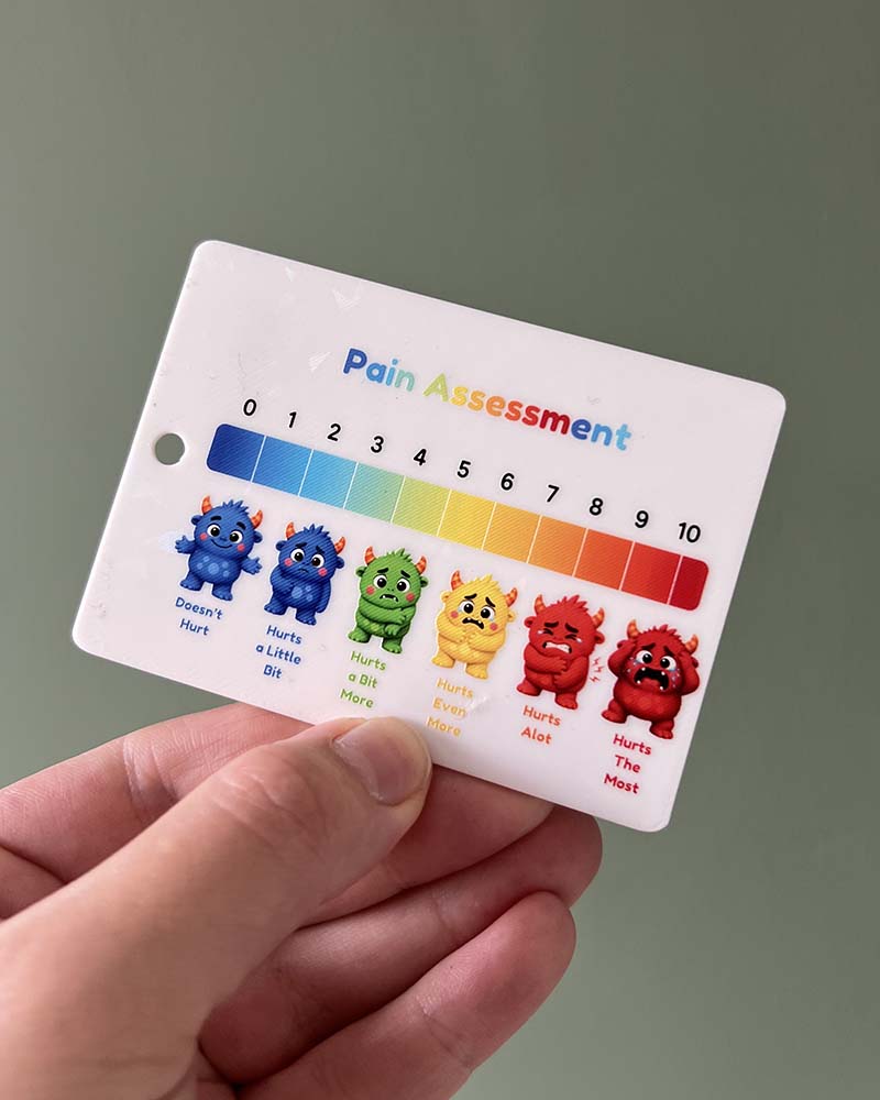 Monster Kids Pain Assessment Card