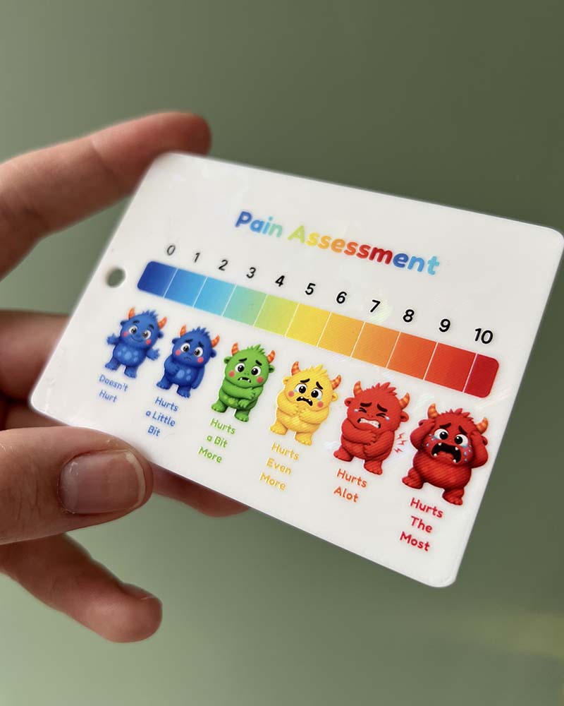 Monster Kids Pain Assessment Card