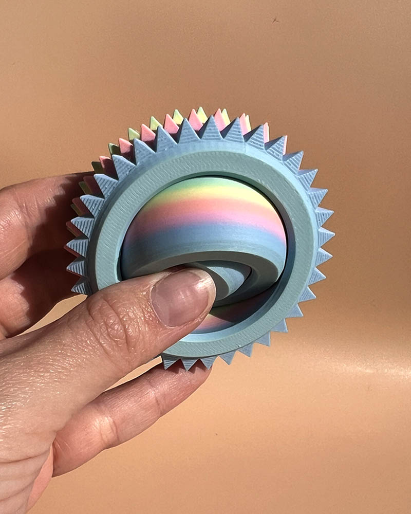 Spiked Gyro Fidget Toy: 3D Printed Tactile Sensory Play
