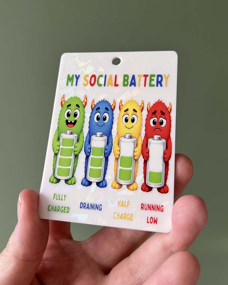 Monster Social Battery & Energy Level Communication Card