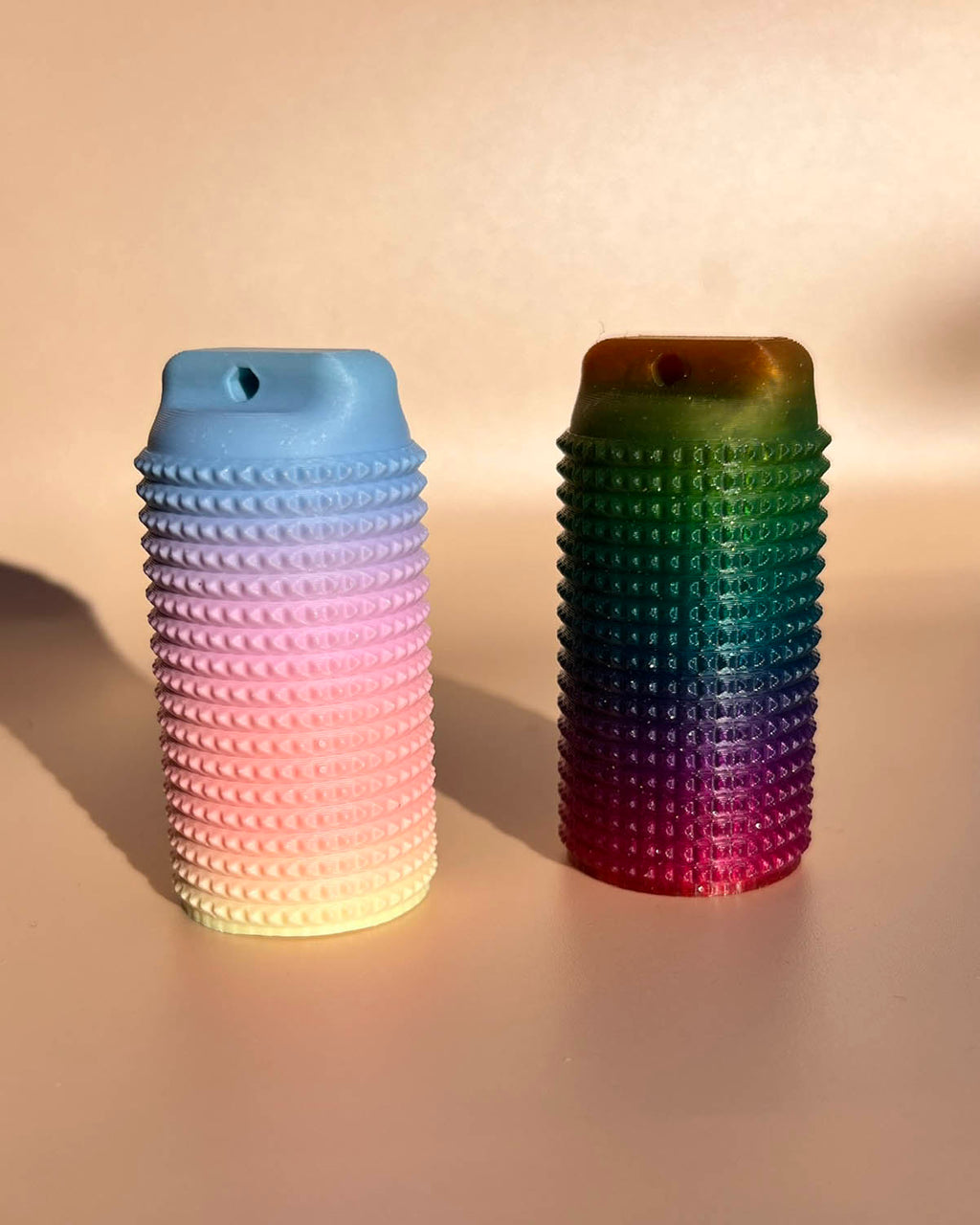mini chunky textured sensory fidget toy, keyring keychain 3d printed rainbow colour