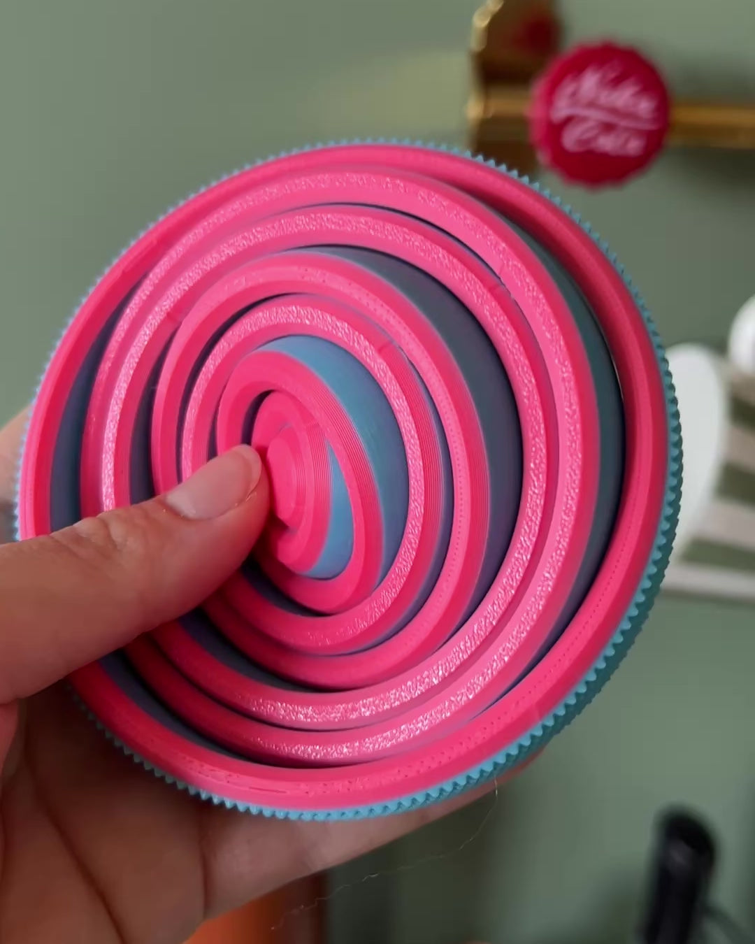 large rotating gyro fidget toy textured outer ring